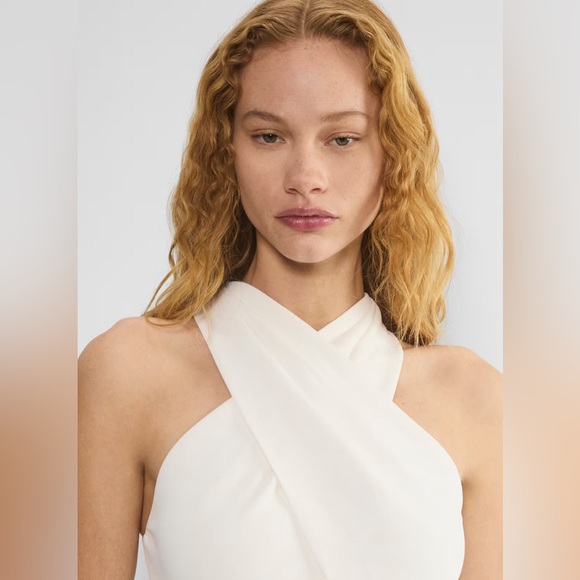 Aritzia Wilfred Pageturner Cream Halter Kapanese Crepe Jumpsuit Sz 8 - Picture 5 of 16